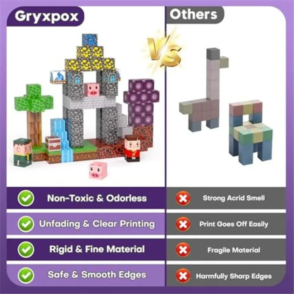 Kids Magnetic Building Blocks Magnet Tiles with Adventure World Blocks Toy